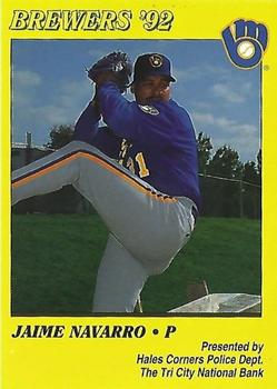 1992 Milwaukee Brewers Police - Hales Corners Police Dept., The Tri City National Bank #NNO Jaime Navarro Front
