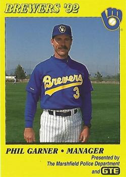 1992 Milwaukee Brewers Police - Marshfield Police Department and GTE #NNO Phil Garner  Front