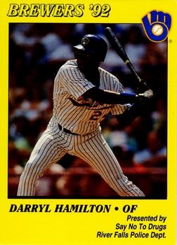 1992 Milwaukee Brewers Police - River Falls #NNO Darryl Hamilton Front