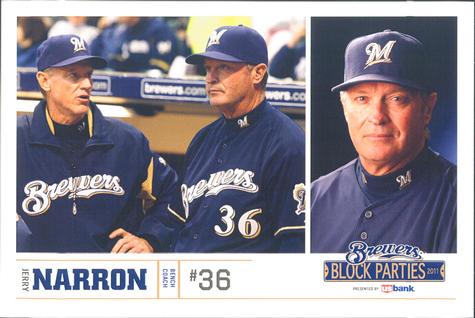 2011 US Bank Milwaukee Brewers #NNO Jerry Narron Front