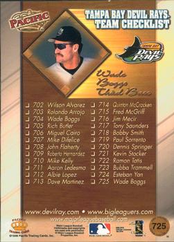 1998 Pacific Online #725 Wade Boggs Back