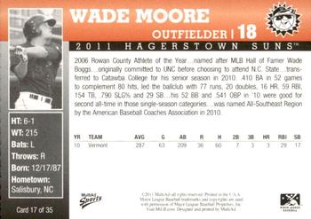 2011 MultiAd Hagerstown Suns #17 Wade Moore Back