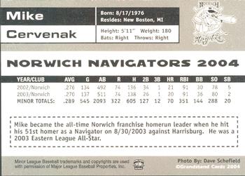 2004 Grandstand Norwich Navigators #NNO Mike Cervenak Back