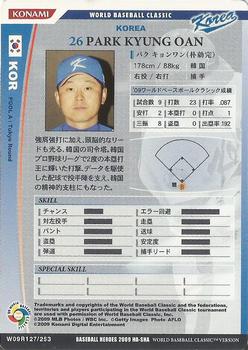 2009 Konami Baseball Heroes World Baseball Classic #W09R127 Kyung-Wan Park Back