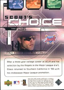 1999 Upper Deck MVP - Scout's Choice #SC3 Troy Glaus  Back
