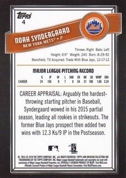 2016 Topps Museum Collection #4 Noah Syndergaard Back