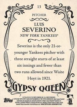 2016 Topps Gypsy Queen #13 Luis Severino Back