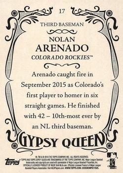 2016 Topps Gypsy Queen #17 Nolan Arenado Back