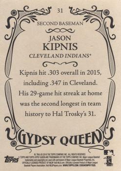 2016 Topps Gypsy Queen #31 Jason Kipnis Back