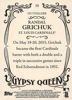 2016 Topps Gypsy Queen #39 Randal Grichuk Back