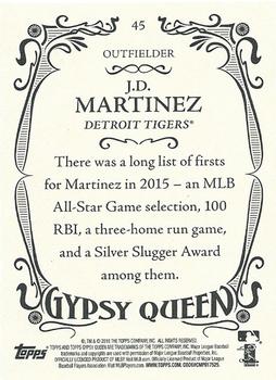 2016 Topps Gypsy Queen #45 J.D. Martinez Back