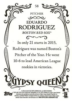 2016 Topps Gypsy Queen #58 Eduardo Rodriguez Back
