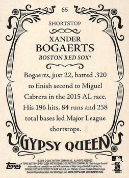 2016 Topps Gypsy Queen #65 Xander Bogaerts Back