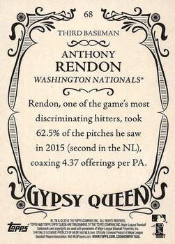 2016 Topps Gypsy Queen #68 Anthony Rendon Back
