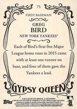 2016 Topps Gypsy Queen #73 Greg Bird Back