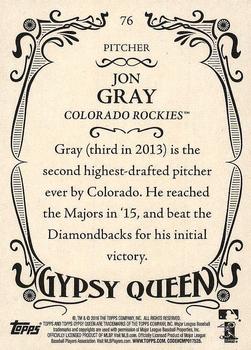 2016 Topps Gypsy Queen #76 Jon Gray Back