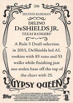 2016 Topps Gypsy Queen #206 Delino DeShields Jr. Back