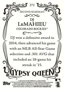 2016 Topps Gypsy Queen #272 DJ LeMahieu Back