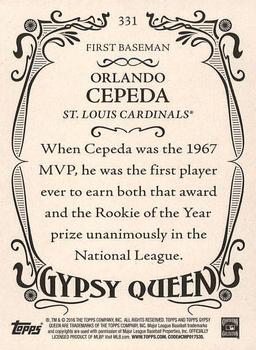 2016 Topps Gypsy Queen #331 Orlando Cepeda Back