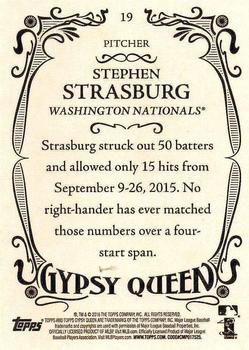 2016 Topps Gypsy Queen #19 Stephen Strasburg Back