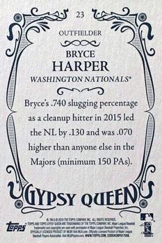 2016 Topps Gypsy Queen #23 Bryce Harper Back