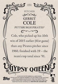 2016 Topps Gypsy Queen #151 Gerrit Cole Back