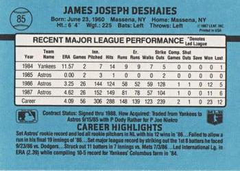 1988 Donruss #85 Jim Deshaies Back