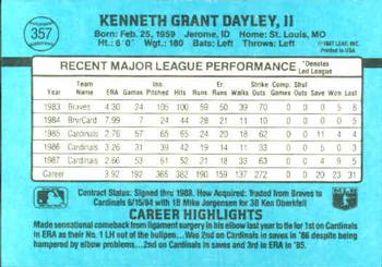 1988 Donruss #357 Ken Dayley Back