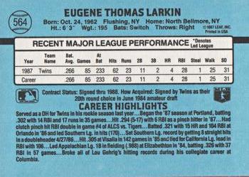 1988 Donruss #564 Gene Larkin Back
