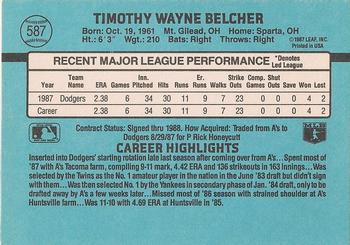 1988 Donruss #587 Tim Belcher Back