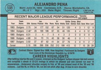 1988 Donruss #598 Alejandro Pena Back