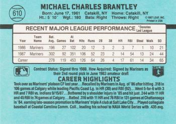 1988 Donruss #610 Mickey Brantley Back