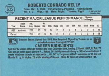 1988 Donruss #635 Roberto Kelly Back