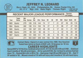 1988 Donruss #327 Jeffrey Leonard Back