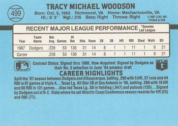 1988 Donruss #499 Tracy Woodson Back