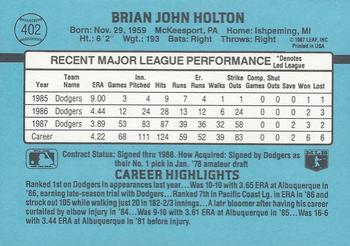 1988 Donruss #402 Brian Holton Back
