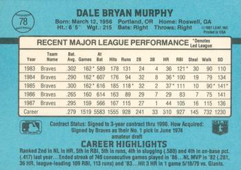 1988 Donruss #78 Dale Murphy Back