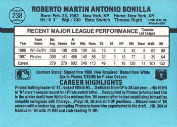 1988 Donruss #238 Bobby Bonilla Back