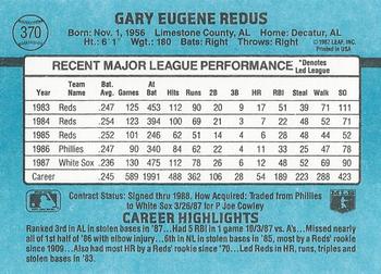 1988 Donruss #370 Gary Redus Back