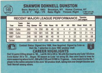 1988 Donruss #146 Shawon Dunston Back