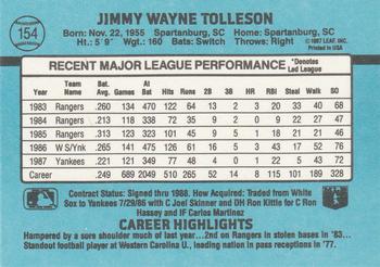 1988 Donruss #154 Wayne Tolleson Back