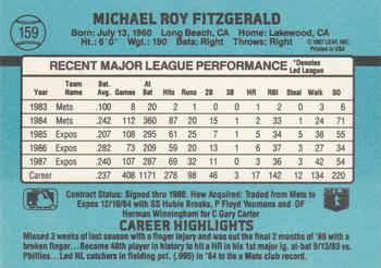 1988 Donruss #159 Mike Fitzgerald Back