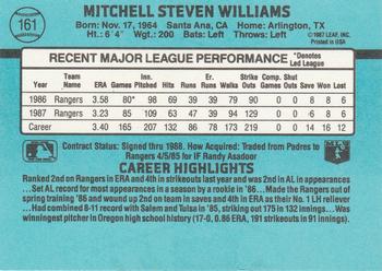 1988 Donruss #161 Mitch Williams Back