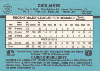 1988 Donruss #190 Dion James Back