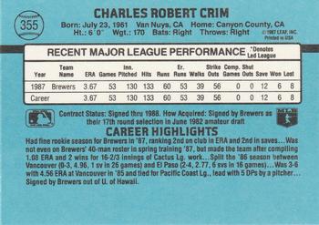 1988 Donruss #355 Chuck Crim Back