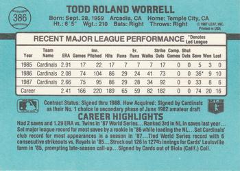 1988 Donruss #386 Todd Worrell Back