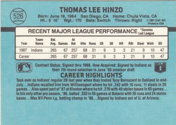 1988 Donruss #526 Tommy Hinzo Back