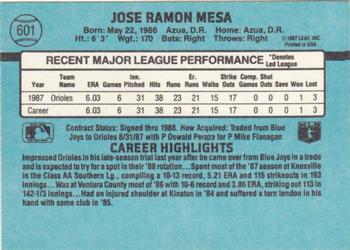 1988 Donruss #601 Jose Mesa Back