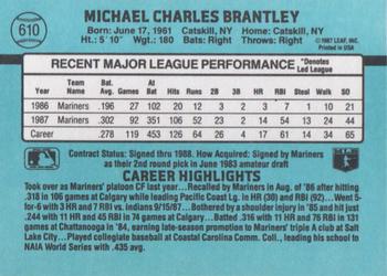 1988 Donruss #610 Mickey Brantley Back