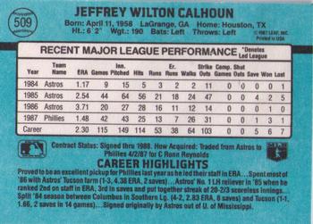 1988 Donruss #509 Jeff Calhoun Back